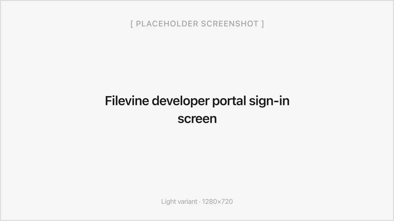 Filevine developer portal sign-in screen