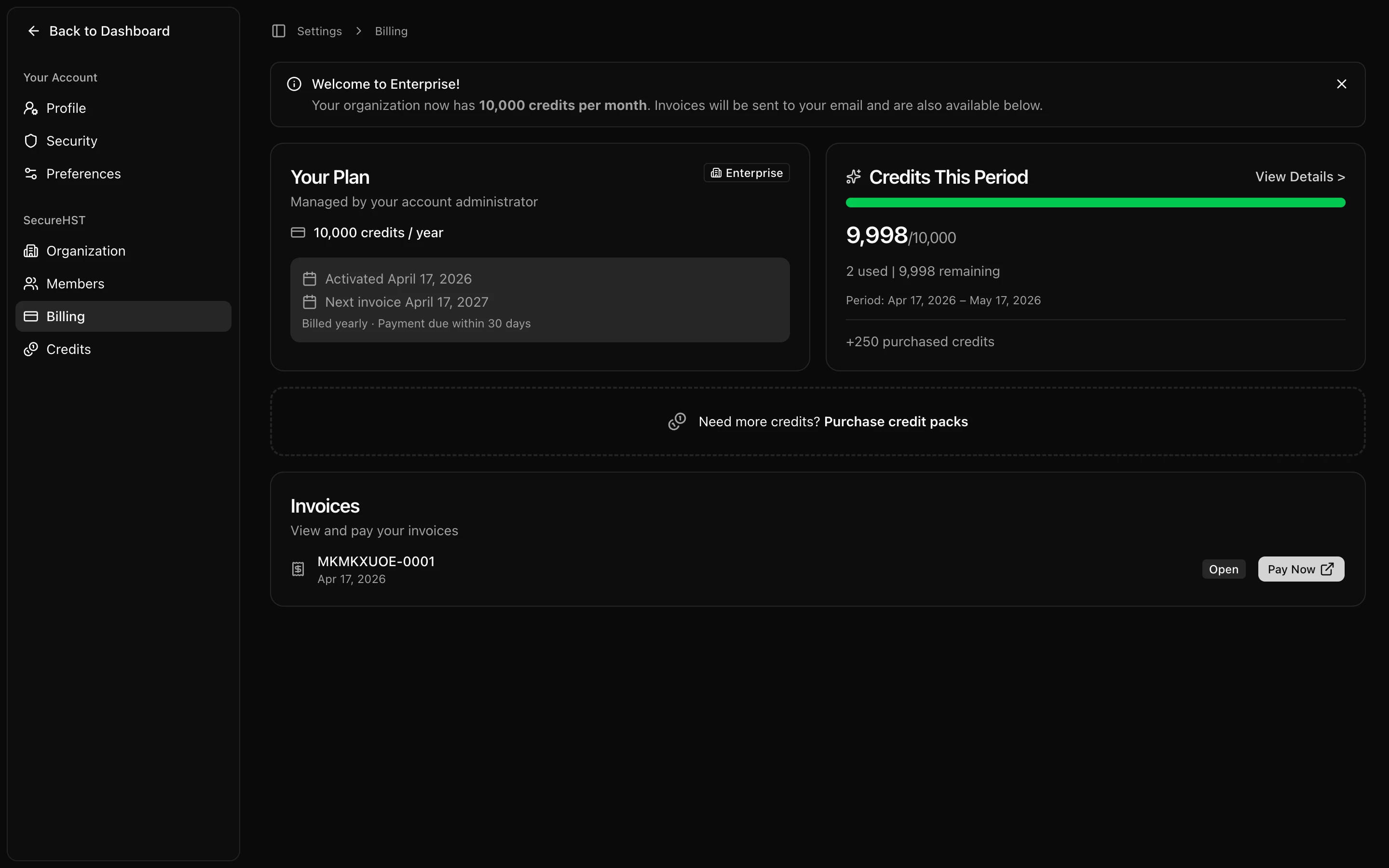 VineMerge credits balance widget