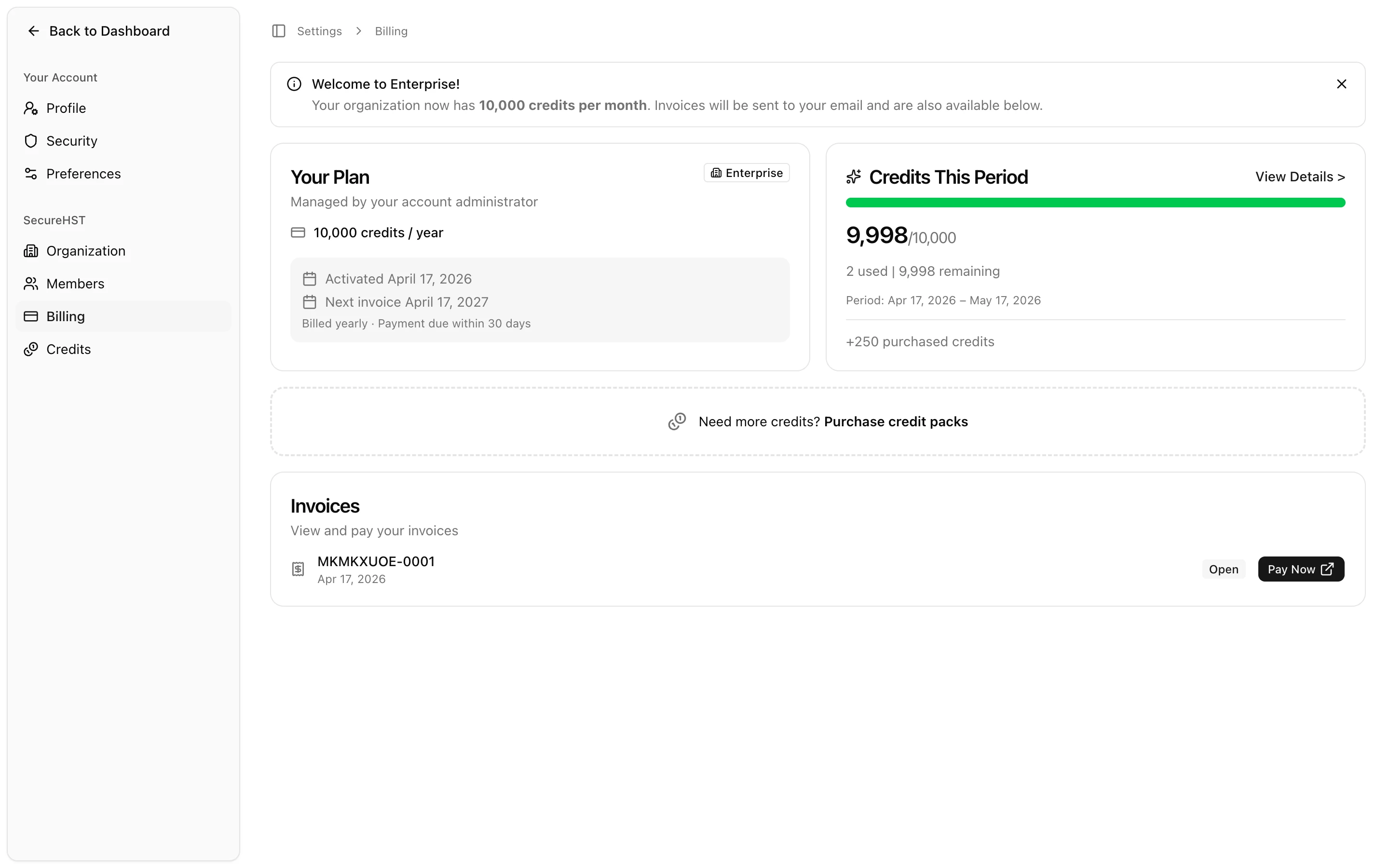 VineMerge credits balance widget