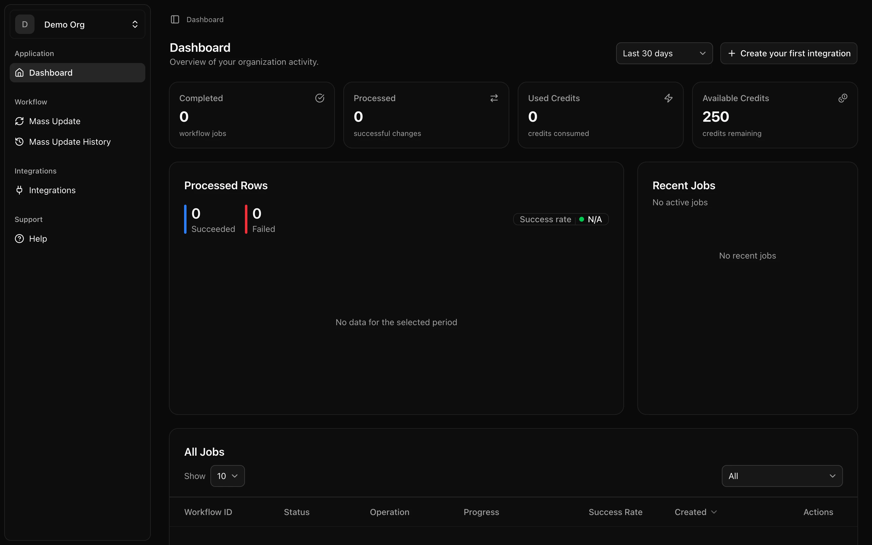 VineMerge dashboard after signup